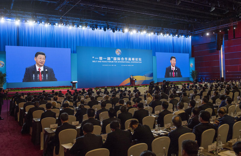 5月14日,国家主席习近平在北京出席“一带一路”国际合作高峰论坛开幕式,并发表题为《携手推进“一带一路”建设》的主旨演讲。