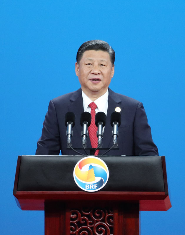 5月14日,国家主席习近平在北京出席“一带一路”国际合作高峰论坛开幕式,并发表题为《携手推进“一带一路”建设》的主旨演讲。
